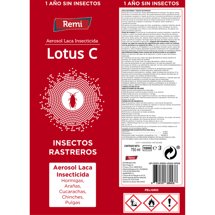Remi - Laca Insectos Rastreros 750 ml con cánula