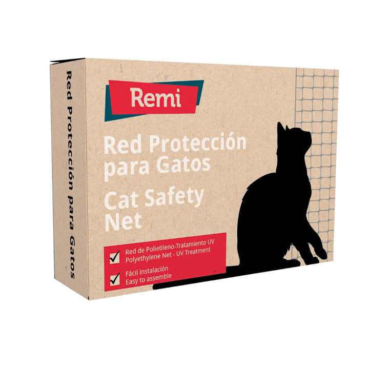Remi - Red de Protección para Gatos Blanca con Fijaciones y Silicona para Balcones