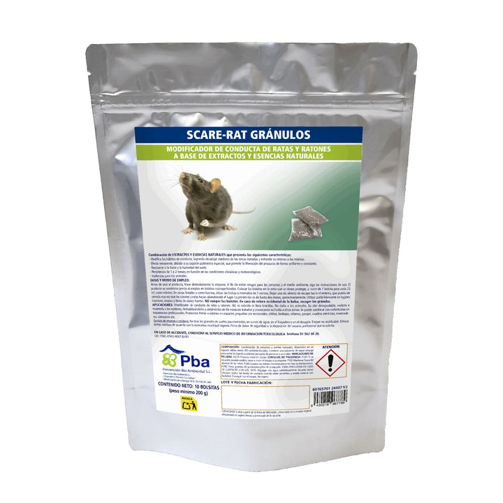 Scare-Rat Gránulos 10x20 g – Modificador de Conducta Natural contra Ratas y Ratones