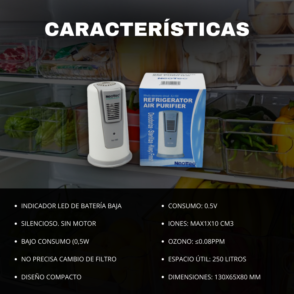 Neotec - Purificador de aire Ionizador Neotec XJ-100 para frigorífico