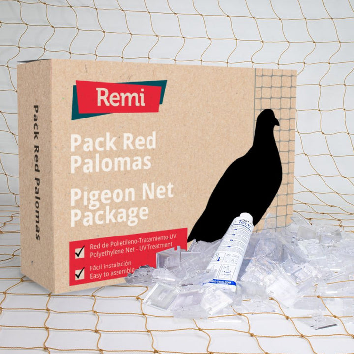 Remi - Red de Protección anti Aves Piedra con Fijaciones y Silicona para Balcones