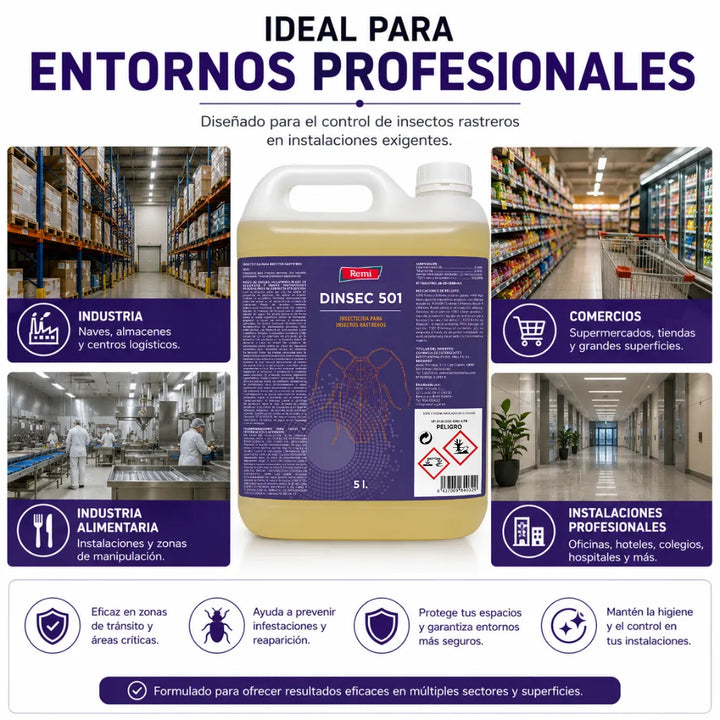 Dinsec 501 Insecticida Profesional para Cucarachas e Insectos Rastreros | Uso Ambiental e Industria Alimentaria
