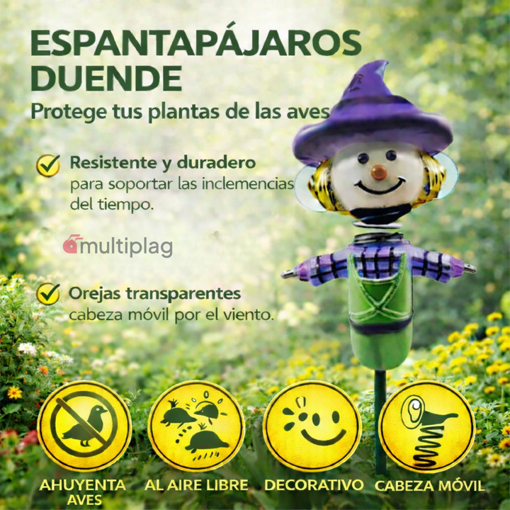 Preben - Espantapájaros Duende para ahuyentar aves en jardín y huerto