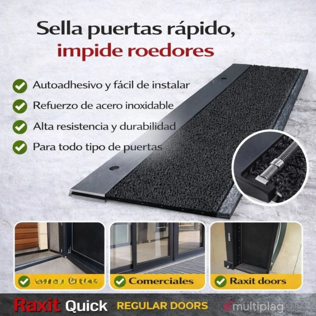 Raxit Quick Regular Doors - Burlete anti ratas autoadhesivo para puertas