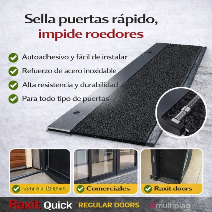 Raxit Quick Regular Doors - Burlete anti ratas autoadhesivo para puertas