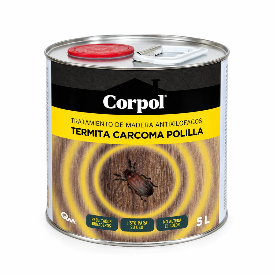 Corpol Antixilófagos 5 L | Tratamiento Profesional y Doméstico para Carcoma y Termitas | Permetrina 0,35%
