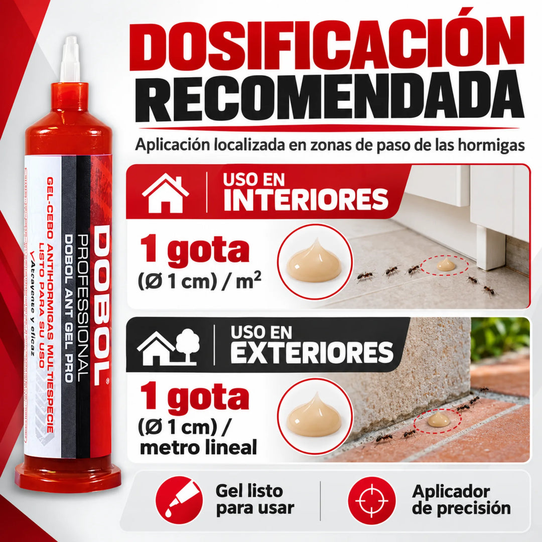 Dobol Ant Gel Pro es un cebo insecticida para hormigas de alta eficacia y gran poder atrayente, que mantiene su frescura hasta 4 semanas para un control prolongado.