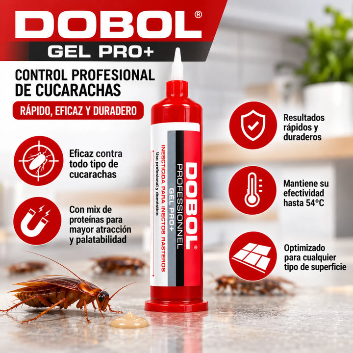 Dobol Gel PRO+ es un gel insecticida con acetamiprid y una mezcla de proteínas altamente atrayentes para el control eficaz de cucarachas, incluso en condiciones extremas.