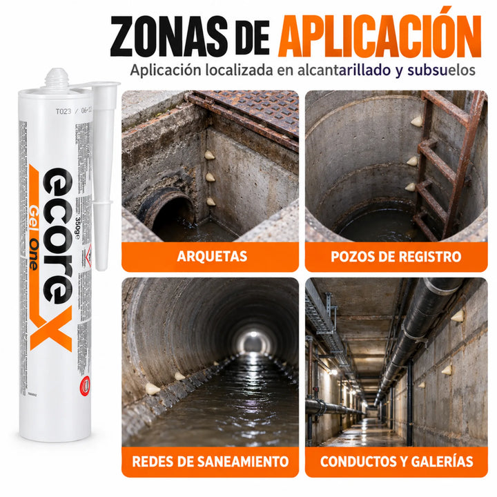 Ecorex Gel One 350 g es un gel insecticida con cipermetrina, especialmente formulado para atraer y controlar cucarachas Periplaneta americana y Blatta orientalis en alcantarillados y subsuelos.