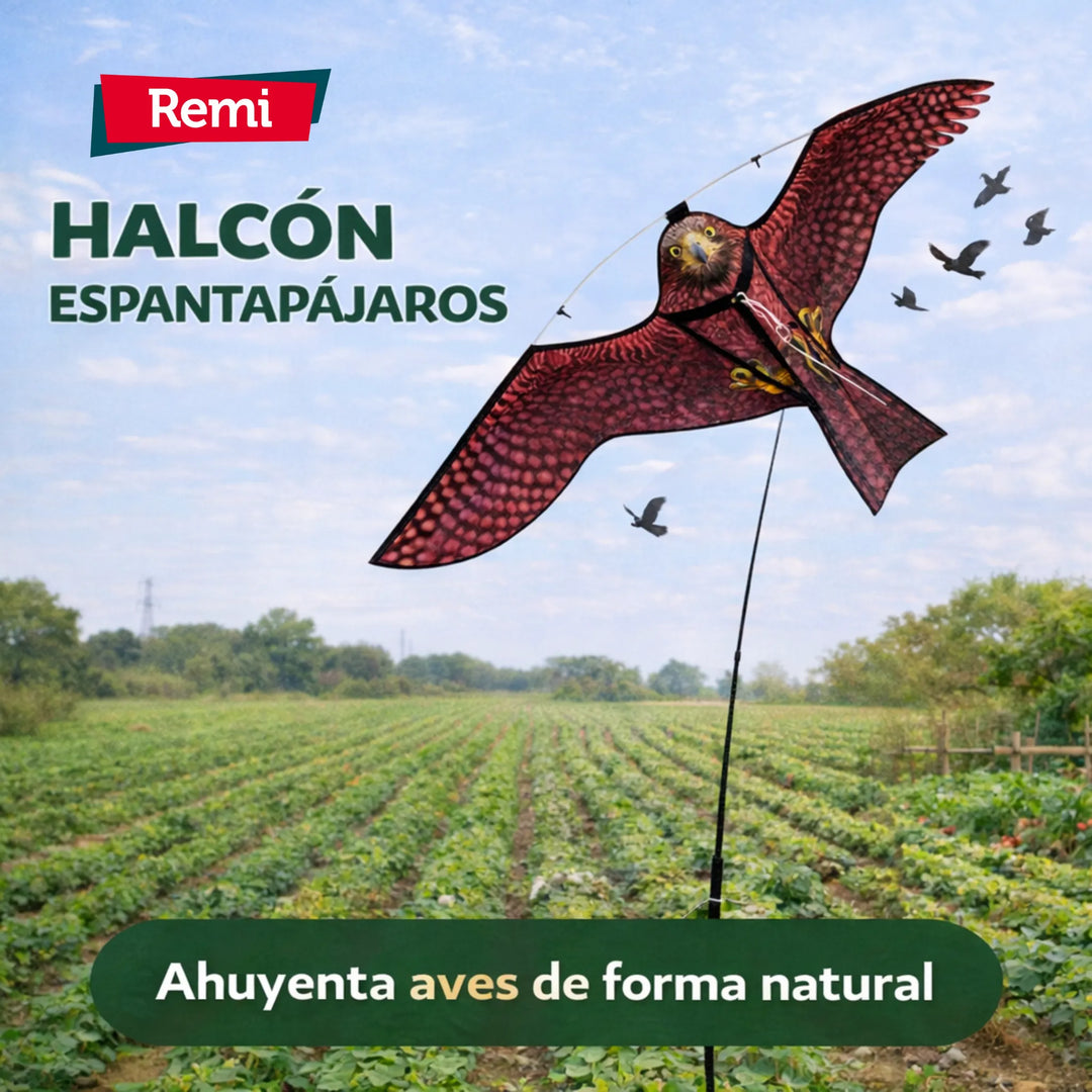 Remi - Halcón Espantapájaros con Mástil 6 metros Ahuyentador Natural de Aves