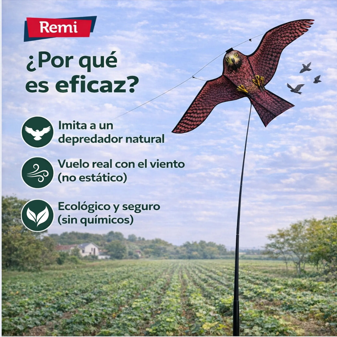 Remi - Halcón Espantapájaros con Mástil 6 metros Ahuyentador Natural de Aves