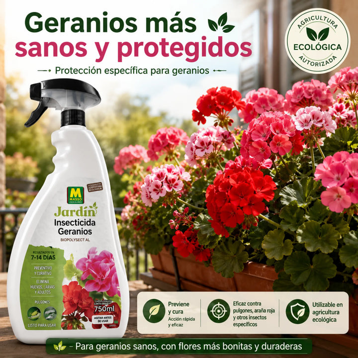 Tratamiento Insecticida y acaricida para Geranios de origen natural para plantas ornamentales Massó