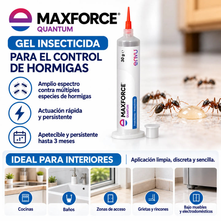 Maxforce Quantum Gel Hormigas insecticida para el control de diferentes tipos de hormigas.