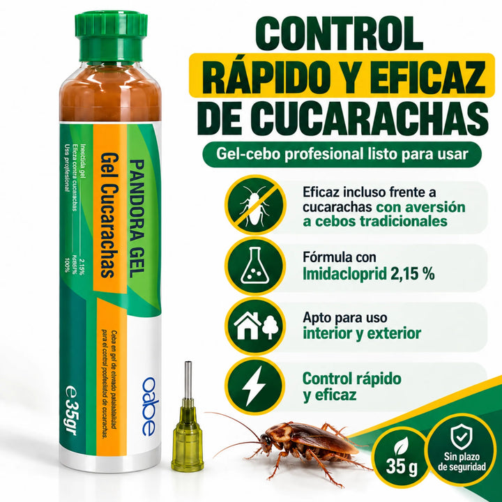 Pandora Gel 35 g es un cebo insecticida con imidacloprid al 2,15 % para el control eficaz de cucarachas, incluso aquellas que muestran aversión a los cebos tradicionales.