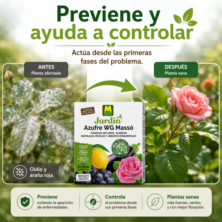 Preben Azufre WG protección ecológica frente al oídio, ácaros y araña roja