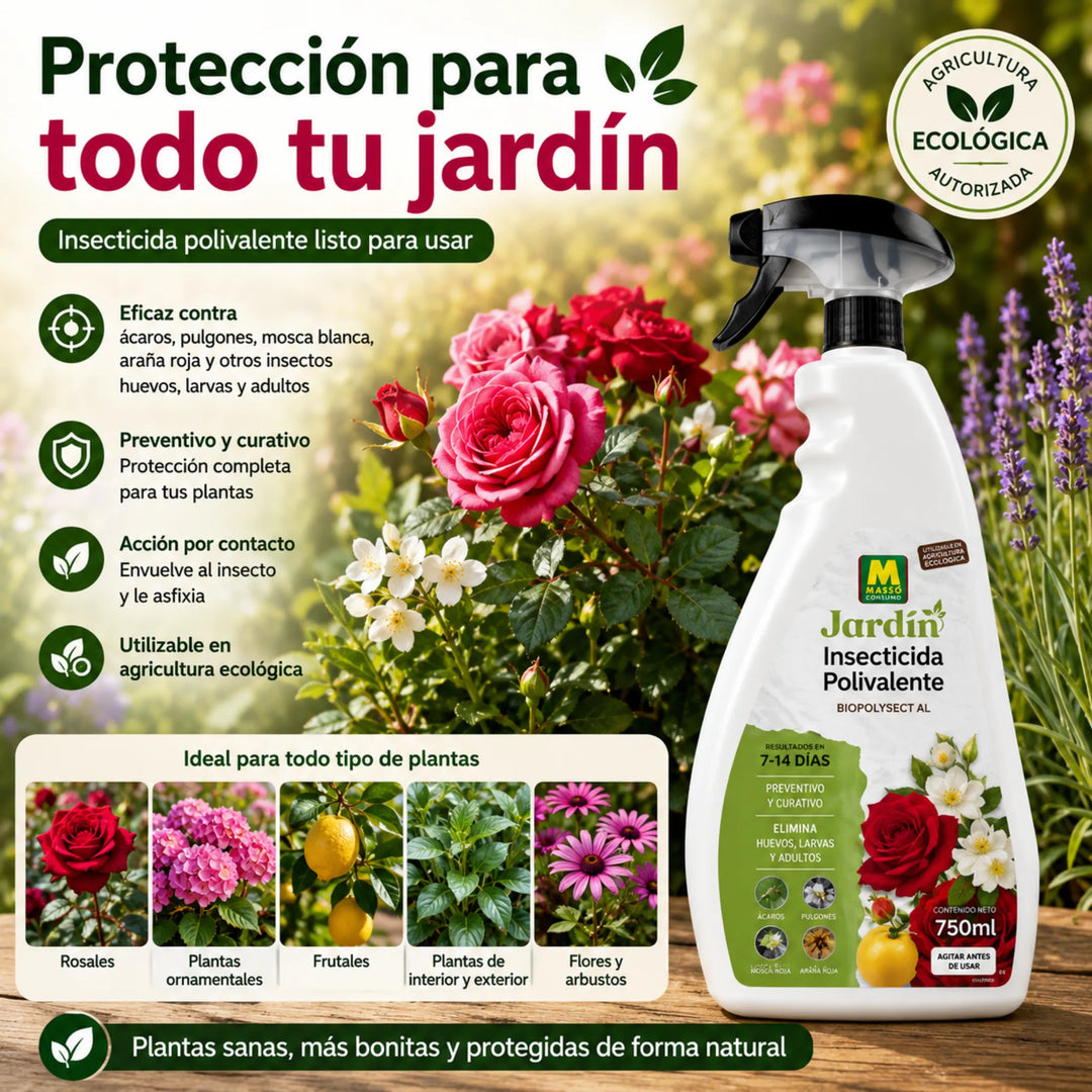 Acción insecticida y acaricida por contacto sobre todas las fases de desarrollo Massó