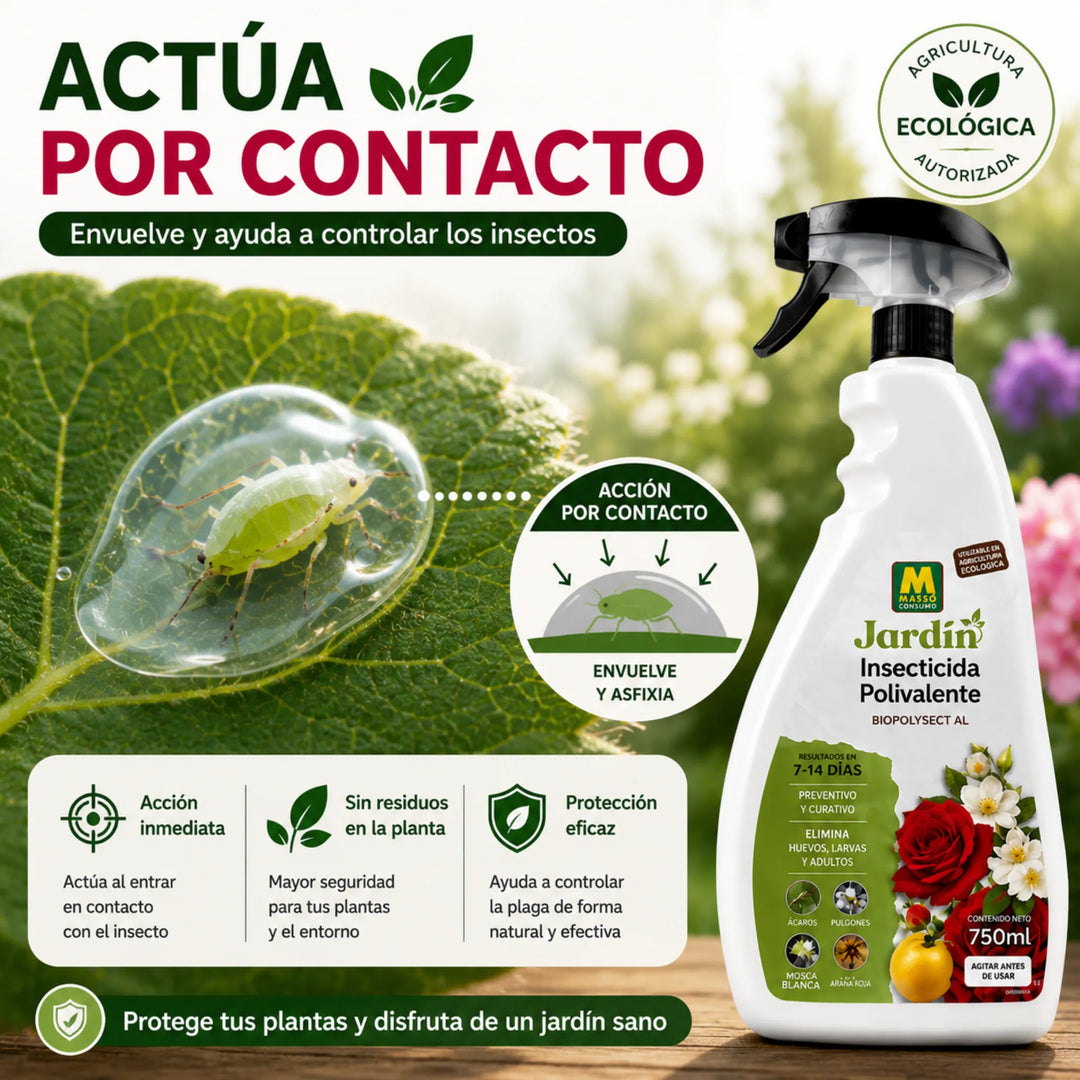 Acción insecticida y acaricida por contacto sobre todas las fases de desarrollo Massó