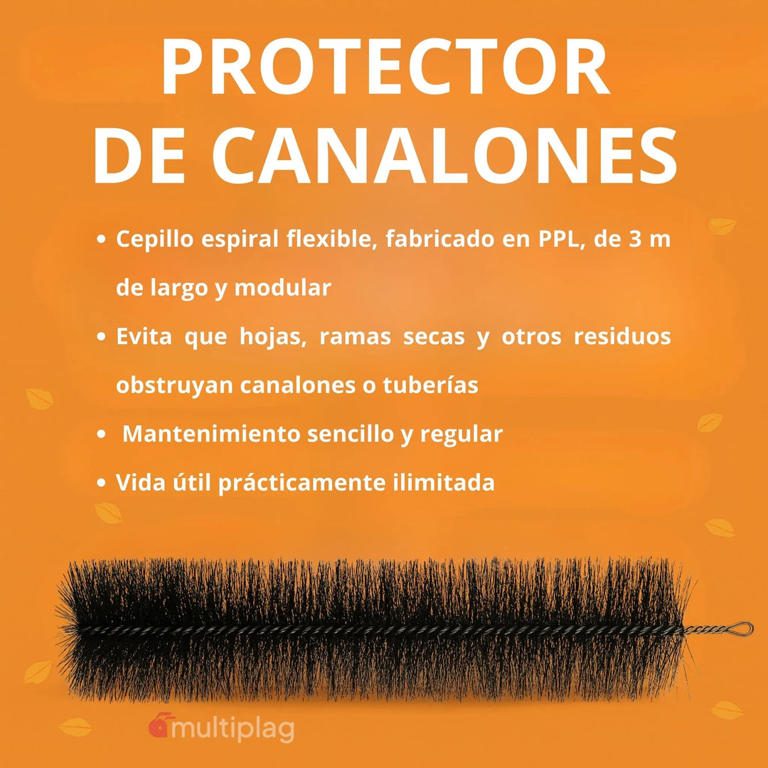 Protector de Canalones 3 m – Cepillo Espiral Flexible Antiobstrucciones