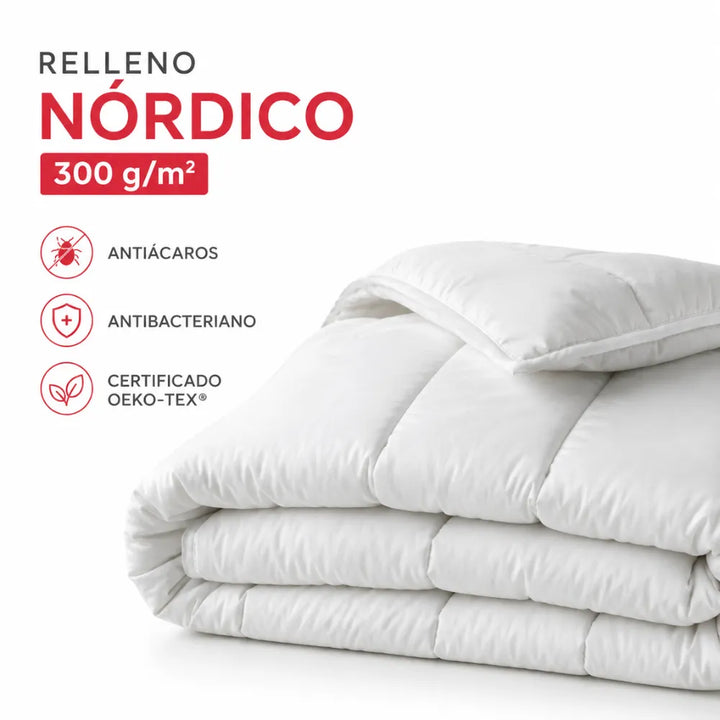 Edredón Nórdico Antibacteriano y Antiácaros de Fibra Transpirable y Lavable para un Descanso Cómodo y Saludable