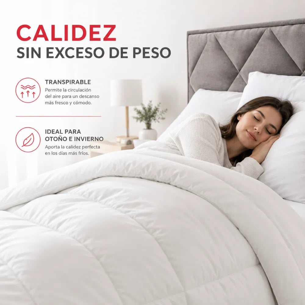 Edredón Nórdico Antibacteriano y Antiácaros de Fibra Transpirable y Lavable para un Descanso Cómodo y Saludable