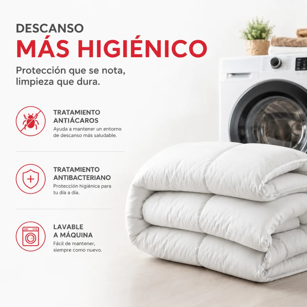 Edredón Nórdico Antibacteriano y Antiácaros de Fibra Transpirable y Lavable para un Descanso Cómodo y Saludable