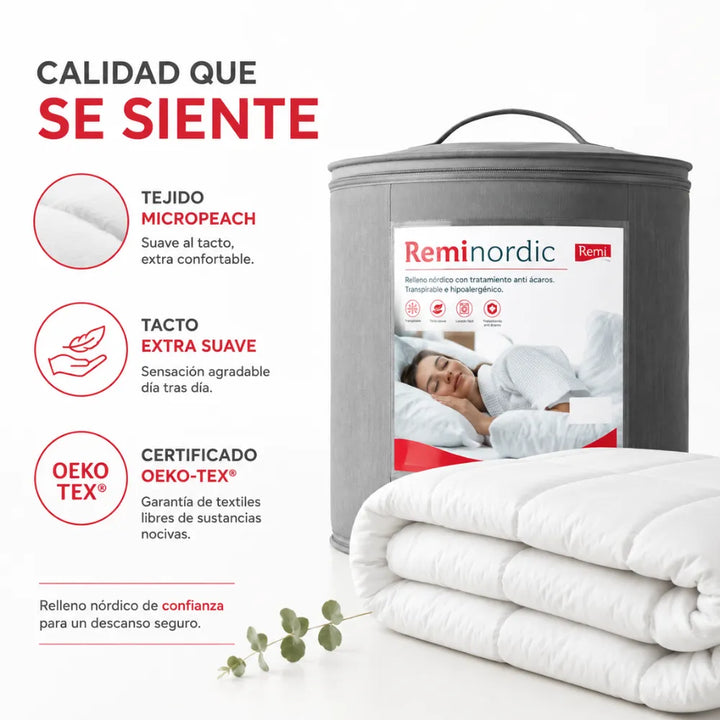 Edredón Nórdico Antibacteriano y Antiácaros de Fibra Transpirable y Lavable para un Descanso Cómodo y Saludable