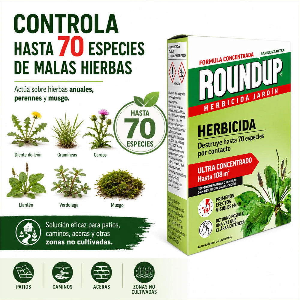 Herbicida Roundup ECO Concentrado 250 ml tratamiento para patios, caminos y jardines