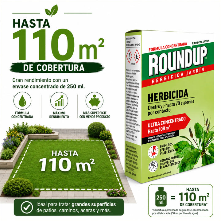 Herbicida Roundup ECO Concentrado 250 ml tratamiento para patios, caminos y jardines