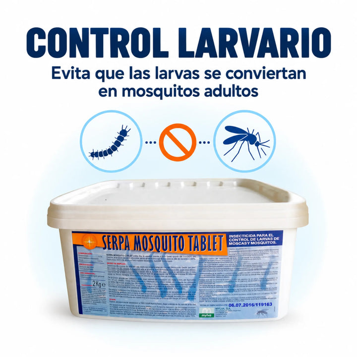 SERPA Mosquito Tablet Cubo 2 kg | Comprimidos Larvicidas con S-Metopreno 0,50% | Uso Profesional