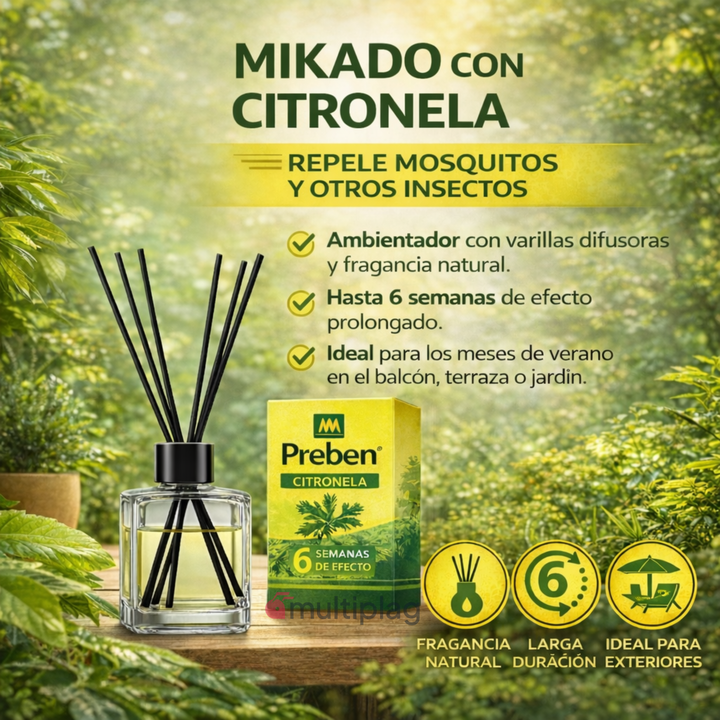 Ambientador citronela Preben mikado 90 ml para terrazas y balcones