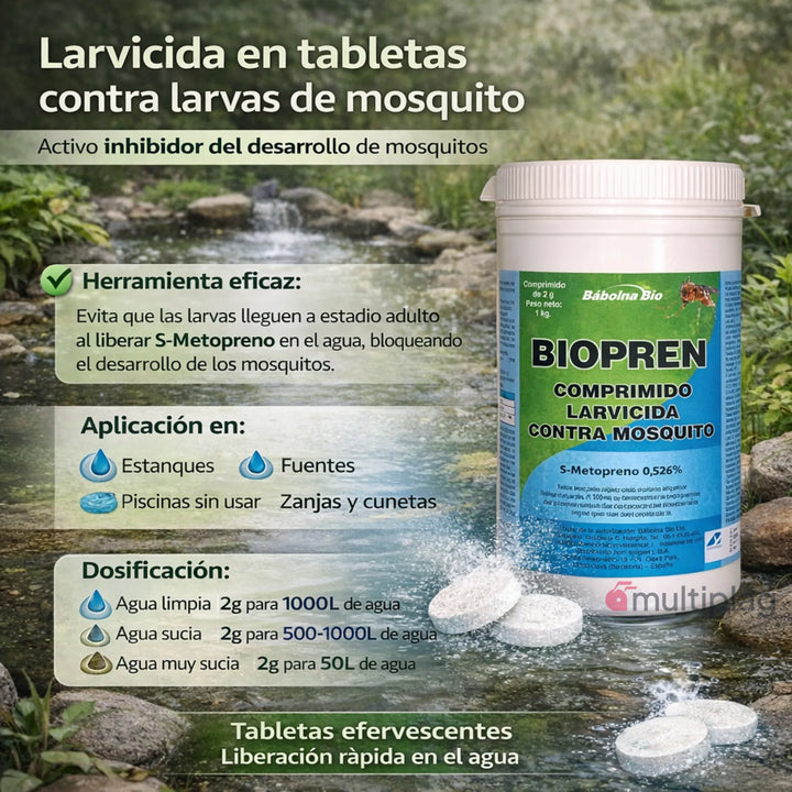 Larvicida mosquitos Biopren comprimidos 1 kg con S-Metopreno