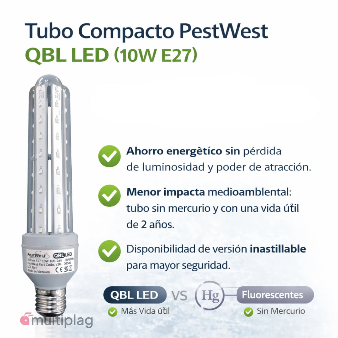 Bombilla UV LED 10W E27 PestWest para insectocutores profesionales Sunburst y Titan Omega