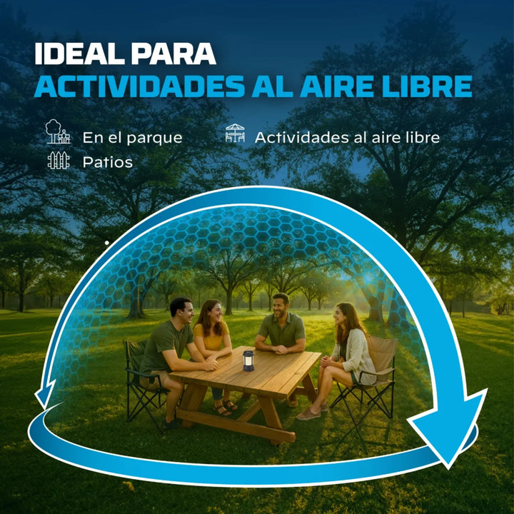 Sistema portátil farol LED Thermacell para crear una zona protegida frente a mosquitos