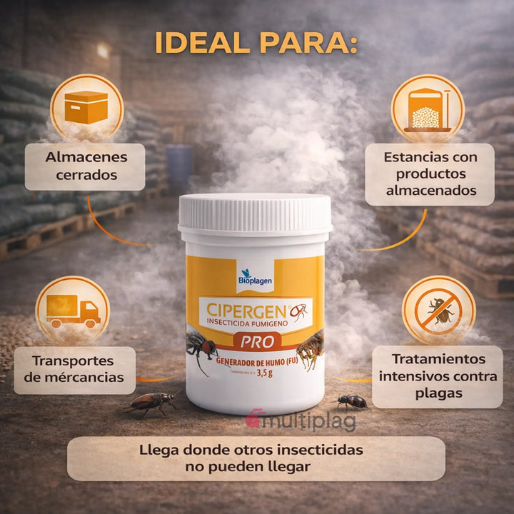 Fumígeno CIPERGEN PRO 3,5 g con permetrina para moscas, cucarachas y plagas del grano