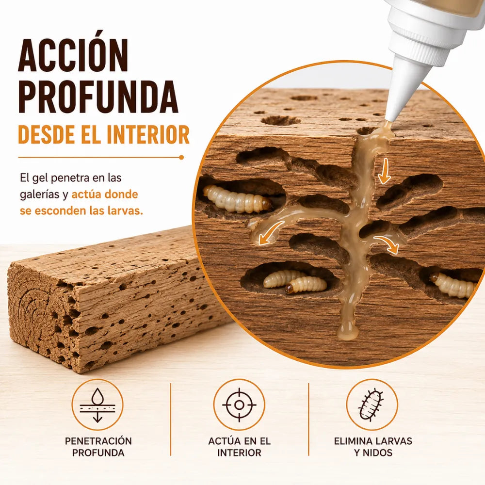 Gel Protector para Madera contra Carcoma y Termitas insecticida para madera con acción preventiva y curativa