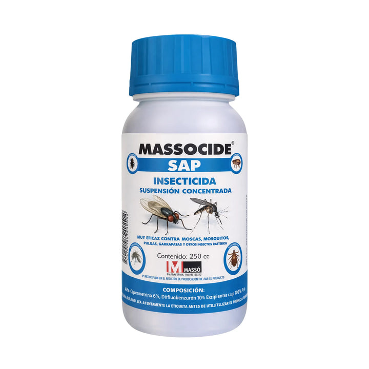 Insecticida residual Massocide SAP para moscas, mosquitos y rastreros con acción adulticida, larvicida y ovicida