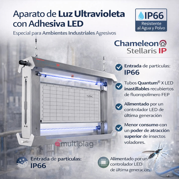 Trampa moscas LED Chameleon Stellaris IP66 para industria alimentaria