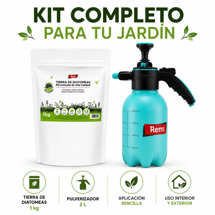 Tierra de diatomeas micronizada con equipo de pulverización para una aplicación uniforme