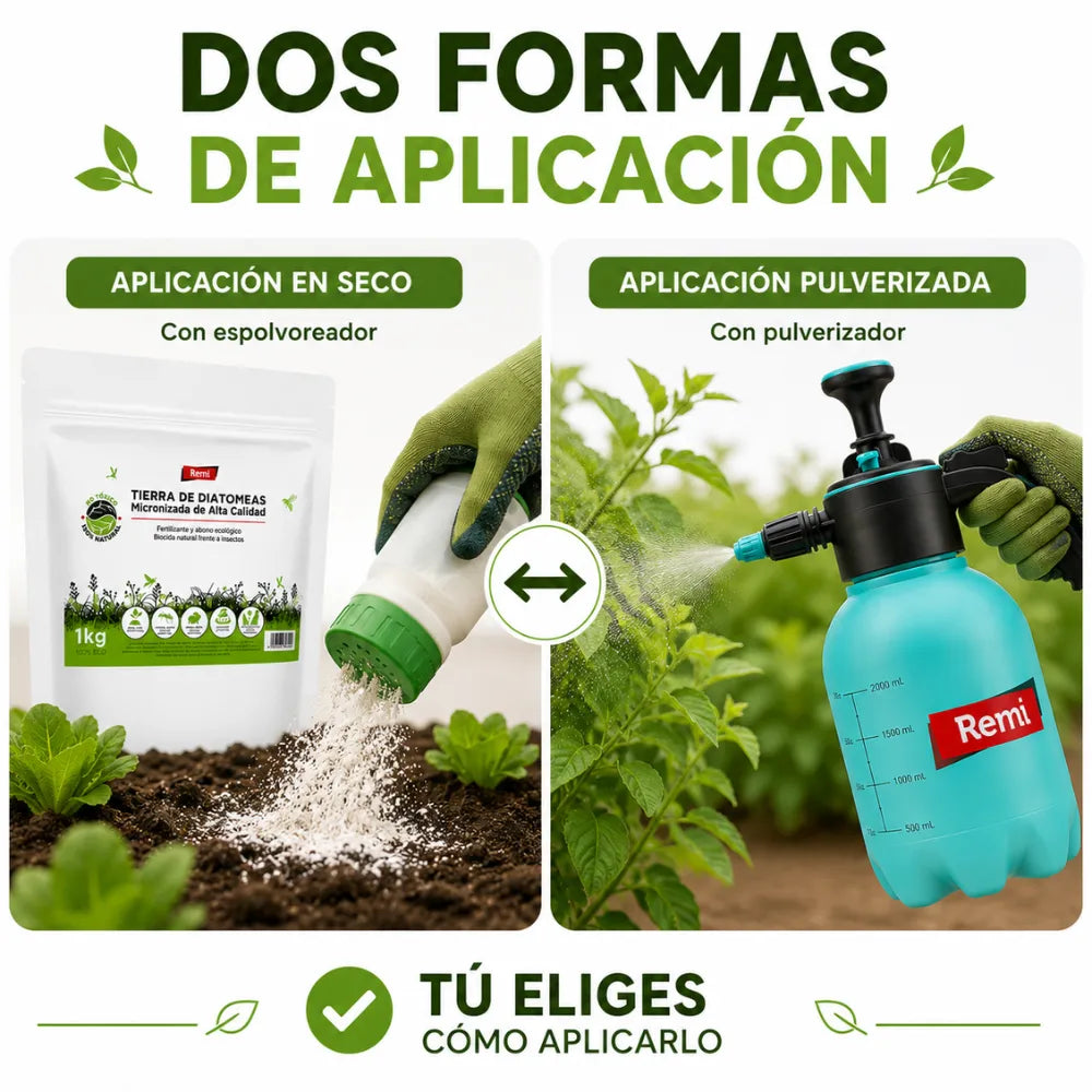 Tierra de diatomeas micronizada con equipo de pulverización para una aplicación uniforme
