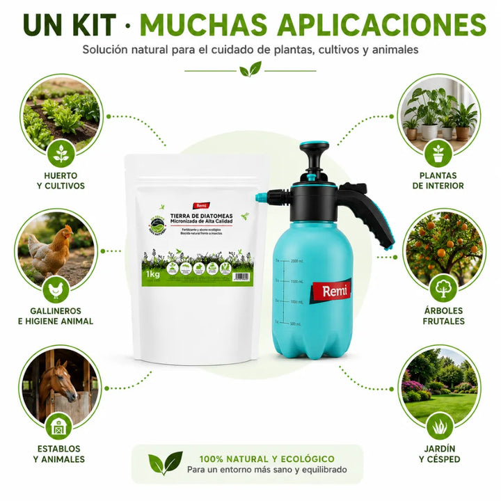 Tierra de diatomeas micronizada con equipo de pulverización para una aplicación uniforme