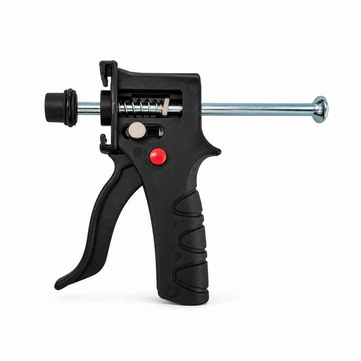 Pistola robusta, simple pero de alta calidad y compatible con todo tipo de jeringas para aplicar geles de 30 gr a 40 gr (excepto modelos específicos).
