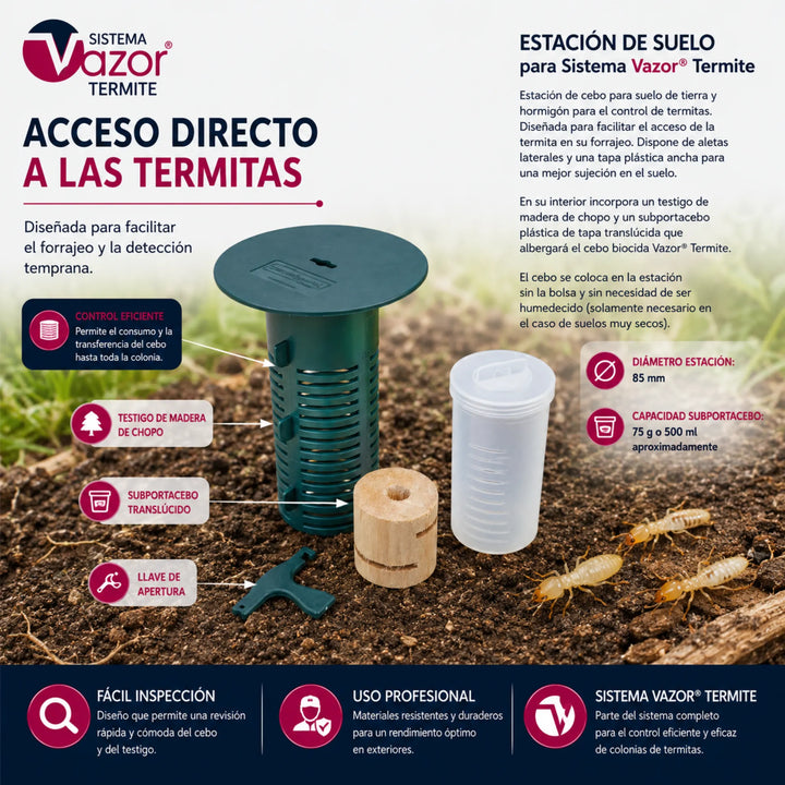 Vazor Termite - Estación de Cebado para Instalación en Suelo
