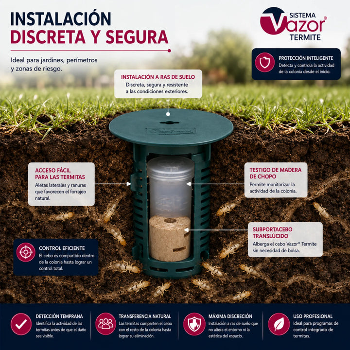 Vazor Termite - Estación de Cebado para Instalación en Suelo
