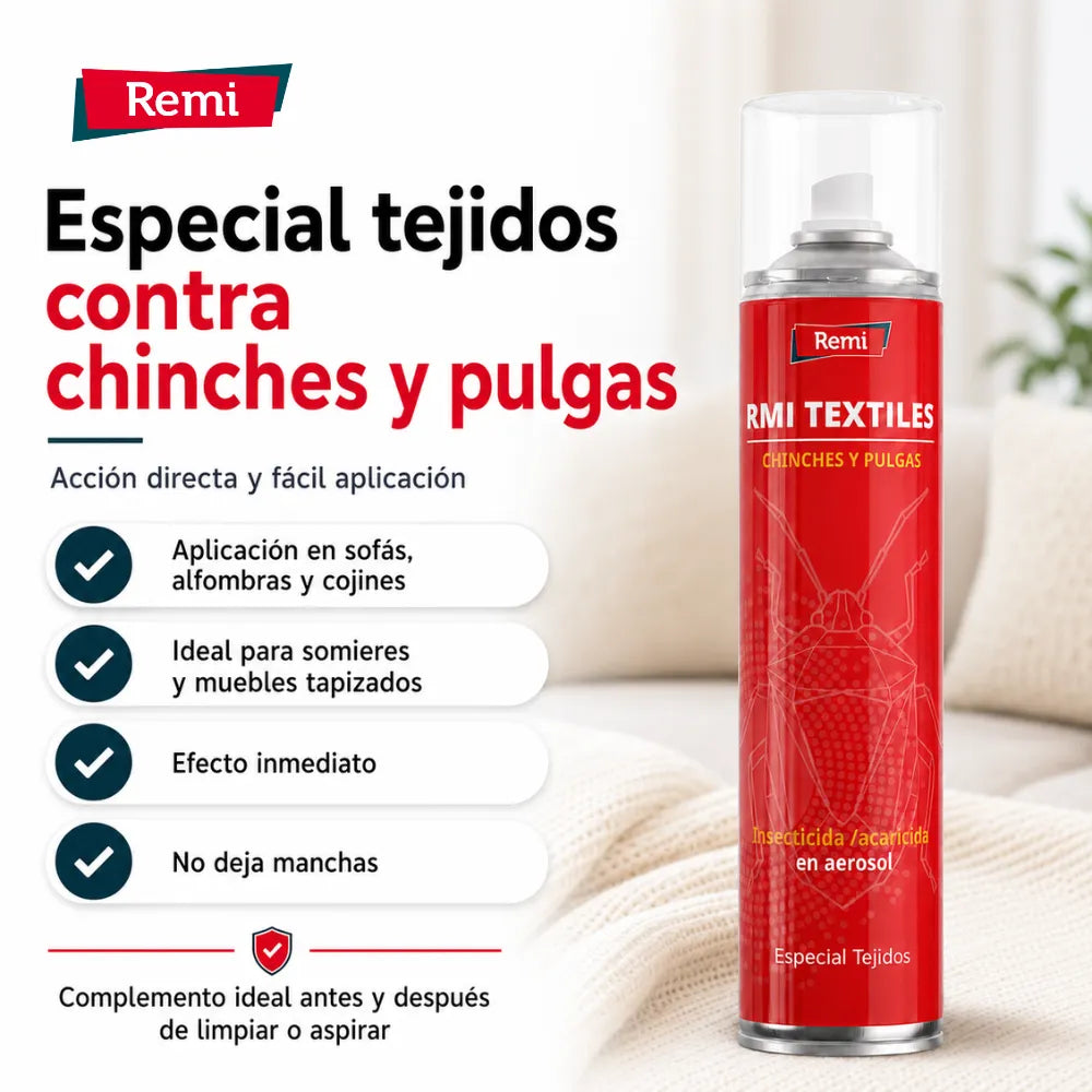 Spray Insecticida para Chinches y Pulgas especial tejidos 400 ml - Remi Hogar RMI