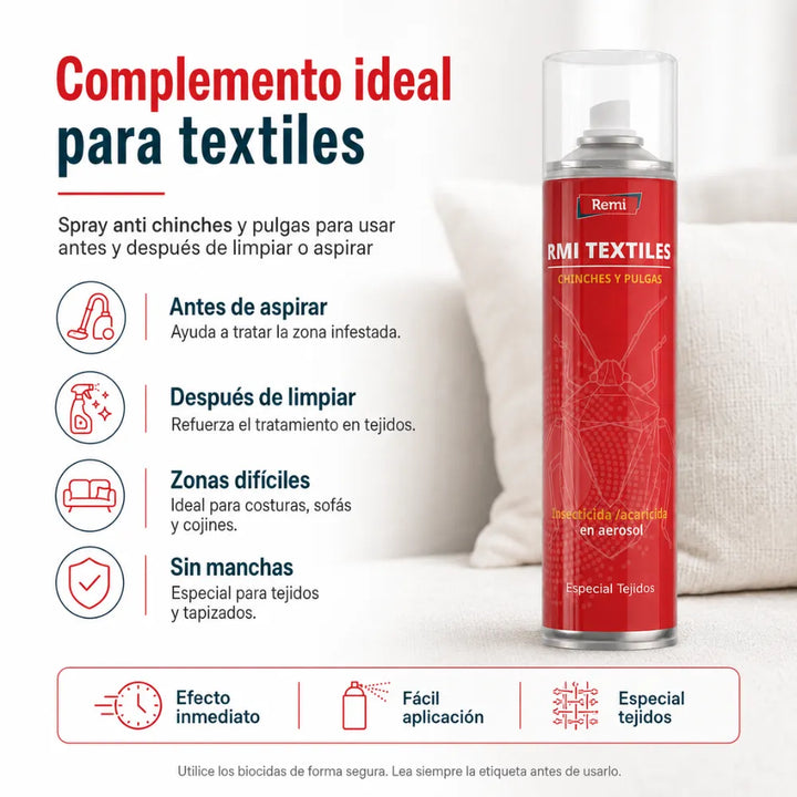 Spray Insecticida para Chinches y Pulgas especial tejidos 400 ml - Remi Hogar RMI