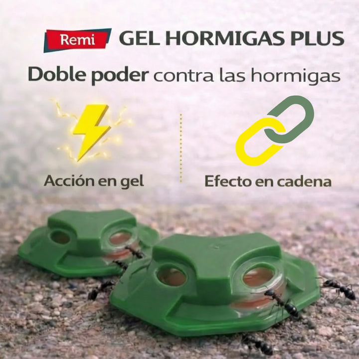 Trampas con cebo en gel de alta atracción que eliminan la colonia desde el hormiguero, sin manipulación y sin plazo de seguridad